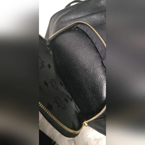 MCM Vintage Black Leather Backpack Bag